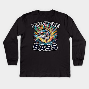 I Love The Bass Funny Fish Pun Kids Long Sleeve T-Shirt